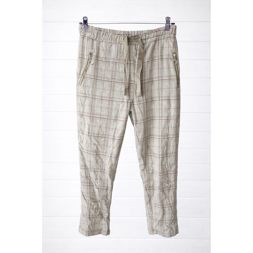The Porter Collective Pants Women's Large Plaid  Tapered Leg Pull On